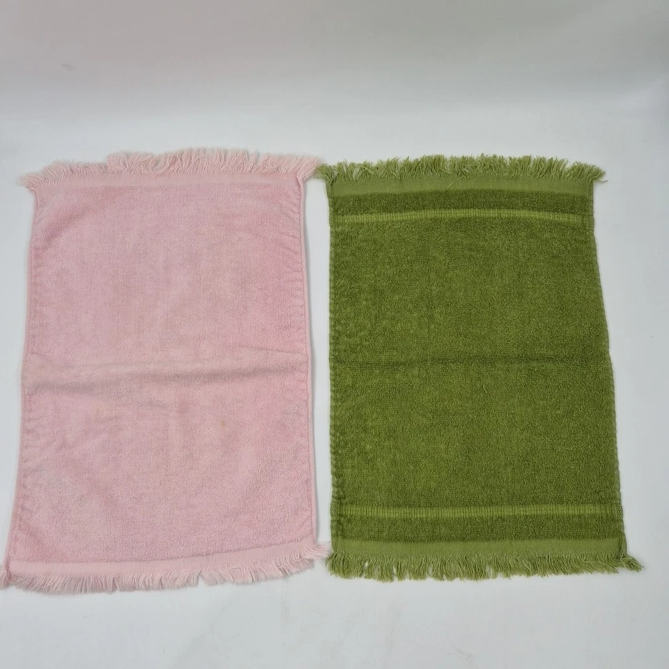 Винтажные полотенца для рук MCM авокадо зеленая сова бахрома горчичный желтый США середина века деко - Изображение 2 из 4