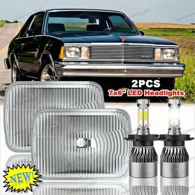 For Chevy Malibu 78-1981 Chevette Corvette DOT Pair 5X7'' 7x6 LED Headlight