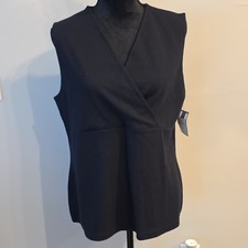 Croft & Barrow Womens Black Stretch Knit V-Ne...