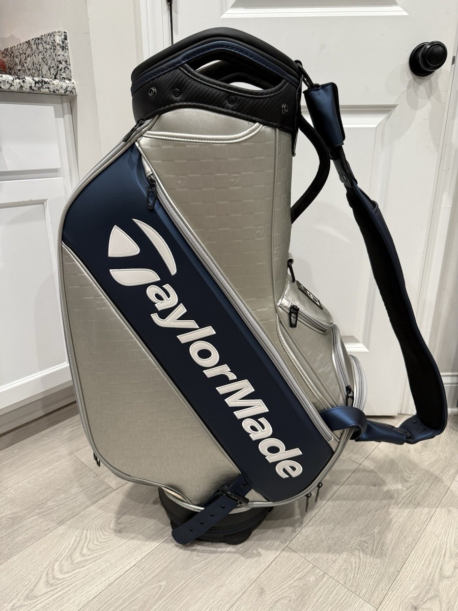 TaylorMade Qi10 Staff Golf Bag Silver Navy Blue 6-Way Divider