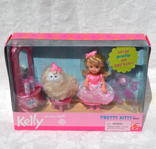 Juego de regalo Kelly Pretty Kitty con tocador de estilo Lily Kitty nuevo en caja Mattel 2000