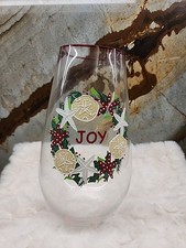 Joy Painted Glass Vase With Shells Nautical Christimas Home Decor