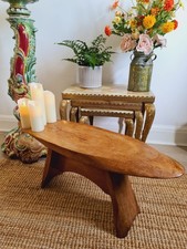 Vintage Solid Wood Coffee Table Trestle End Bench 50s 60s Natural Grain Timber 