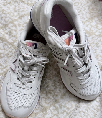 New Balance WL574ASOL Women's Lace-Up Low Top Sneakers White Pink Blue Green