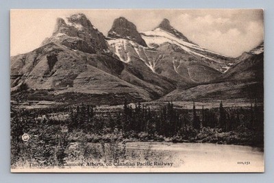 Antique Alberta CANMORE Three Sisters Mountains Railway circa 1910s