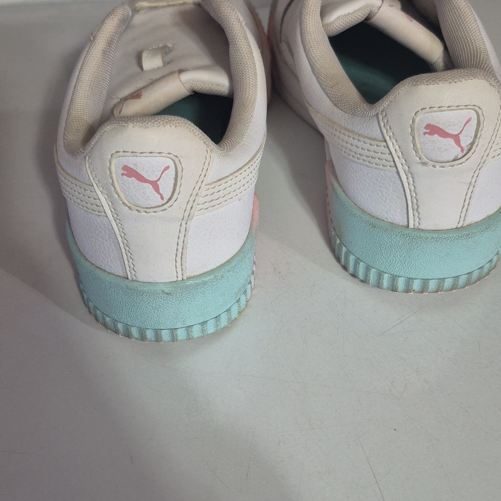 PUMA Carina SoftFoam+ Women's Sneakers White Pink Blue Faded Spray Paint thumbnail 4