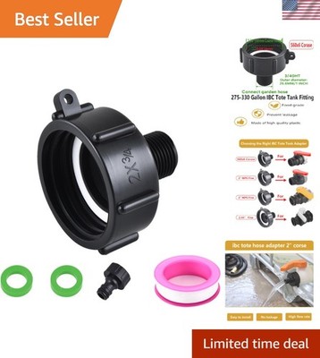 Easy-Hand Installation IBC Hose Adapter, 2'' Coarse Thread for Garden Users
