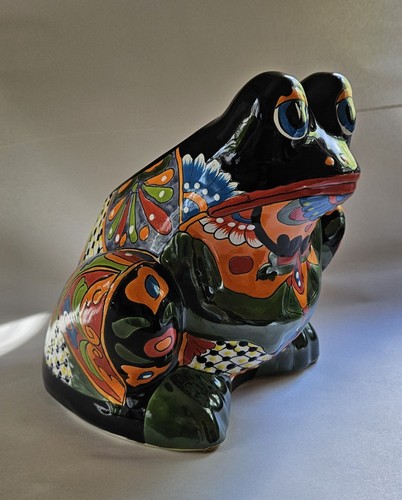 Talavera Frog Planter Large Mexican Pottery Folk Art Animal Hand Painted - Picture 3 of 18