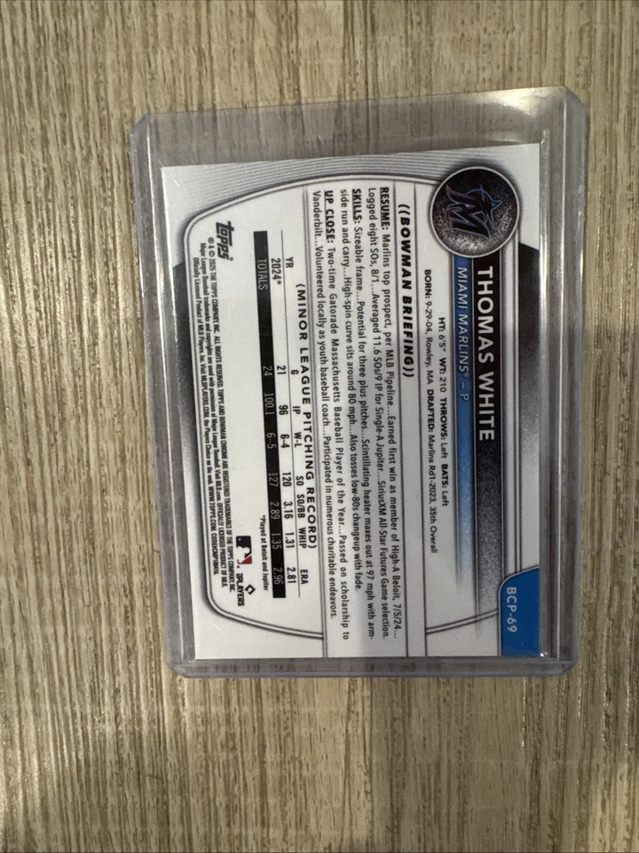 Refrator 2025 Bowman Chrome Thomas White #BCP-69 laranja cintilante /25 RC 1º - Imagem 2 de 4