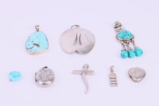 Job Lot Vintage Sterling Silver 925 Pendants Lockets Turquoise Jewellery 46.25g