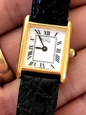 ESQ Esquire Swiss Tank women Watch 18 mm gold tone black leather