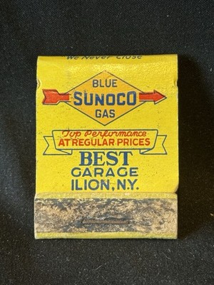 Vintage Sunoco Gas Oil Advertising Matchbook Cover Ilion NY Best Garage