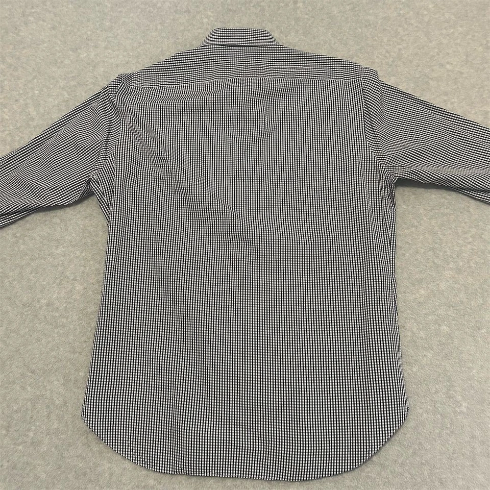 Finamore Napoli Shirt Men's 16 - 41 Blue Plaid Gingham Button Up Embroidered  - Image 2 of 4