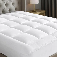 Cloud-Like Full Size Mattress Topper - 100% Cotton Top Full, White 
