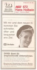 Ihr Zugbegleiter (IZB - DB) IC 672 "Hans Holbein", Basel - Frankfurt, 10/1985