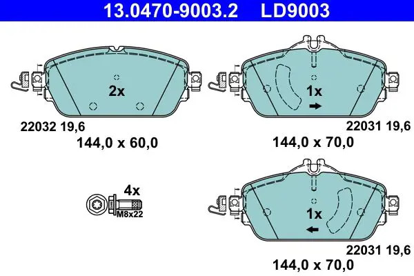 Pastiglie freno 13.0470-9003.2 ATE per MERCEDES-BENZ CLASSE C CLASSE C T-Model