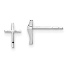 14k White Gold Cross Shape Stud Earrings For Chritmas 0.39gm
