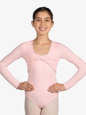 Mirella Girls Long Sleeve Twist Front Ballet Top Dancewear Girls Size 10-12