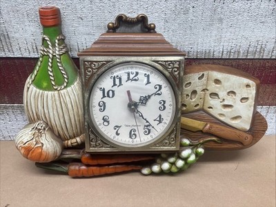 Vintage 1970s Burwood New Haven Cheese Wine Vegetable Kitchen Wall Clock Farm