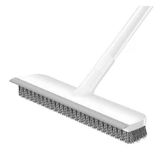  Floor Scrub Brush with 48-Inch Long Adjustable Handle 2 in 1 Scrape White-grey