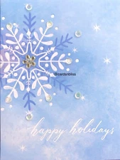 NEW! Papyrus Jeweled Sequin Snowflake Christmas Card