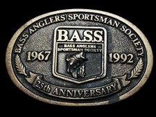MA21113 VINTAGE 1992  BASS ANGLERS SPORTSMAN SOCIETY  25TH ANNIVERSARY BUCKLE