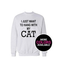 Funny Sweatshirt Cat Mom Style - Black Cotton Pullover, Vibrant Print, Unisex