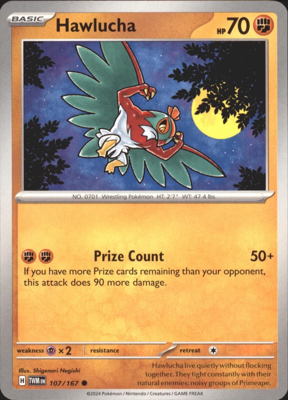 HAWLUCHA 107/167 COMMON TWILIGHT MASQUERADE POKEMON NM