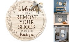 Please Remove Your Shoes Wooden Sign 12x12 inch , Minimalist remove shoes