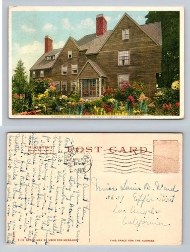 Salem, MA-Massachusetts, House Seven Gables Garden View Vintage Postcard
