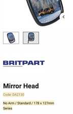 Land Rover Series /2 Wing Door Mirror Head 7"x5"DA2130 - Arm/2 DA2128