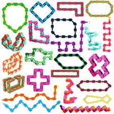 80 Packs Wacky Tracks Snap Fidget Finger 48 Links, Multi-colored