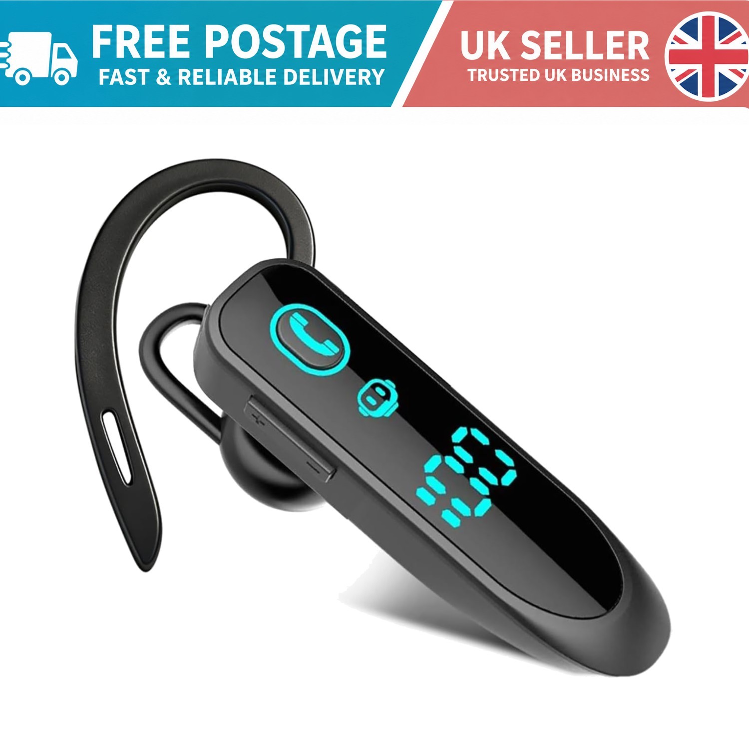 Lightweight Bluetooth 5.3 Wireless Headset with Noise Reduction Mic for Business
