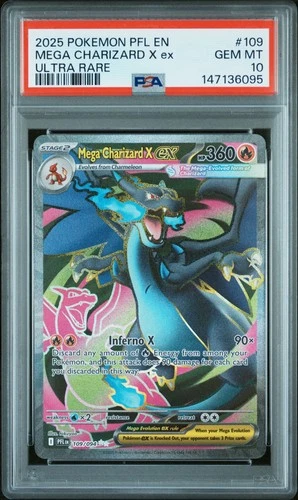 2025 POKEMON PFL EN-PHANTASMAL FLAMES ULTRA RARE #109 MEGA CHARIZARD X EX PSA 10