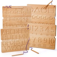 Number  Letter Tracing Board, Wooden Alphabet Learning Montessori Toys for K