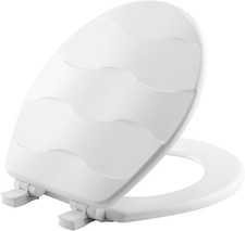 MAYFAIR 33SLOW 000 Sculptured Basket Weave Toilet Seat will Slow Round, White