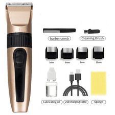 Professional Hair Clippers Trimmer Mens Barber Hair Cutting Kit Gold Cordless