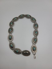 Silver Tone Cabochon Belt Western Rodeo Cowgirl