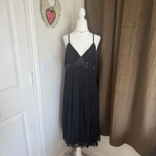 Mixit Y2K Beaded Pleated Prom Maxi Dress Women's 14 Black Fairycore Romantic