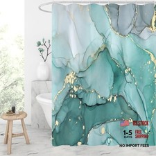 Turquoise Abstract Ombre Marble Shower Curtain Set - 72"W x 72"L - Set of 1
