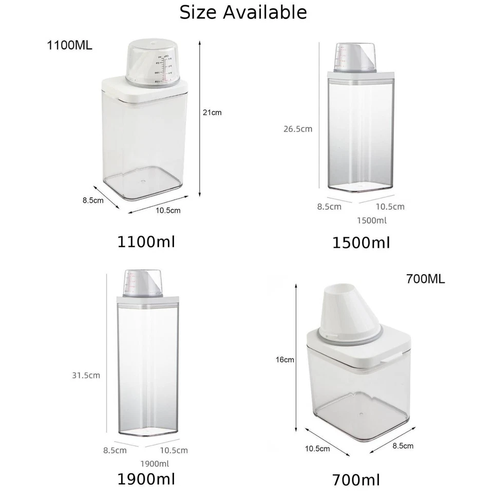 700ml/1100ml/1500ml/1900ml Soap Dispenser Storage Box Lid Up Powder Container - Image 4 of 4