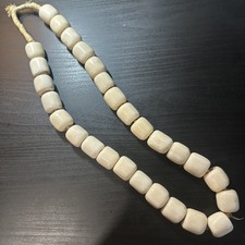 Vtg Cow Bovine Bone African Trade Bread Necklace Large Hand Carved White Heavy