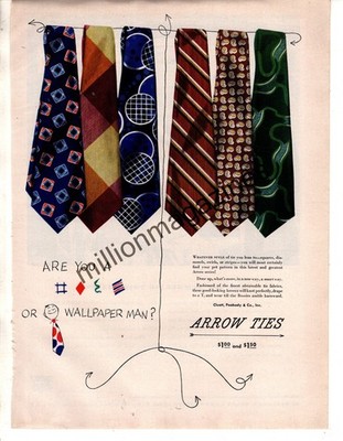 1947 Arrow Wallpaper ties Original ad  from Esquire