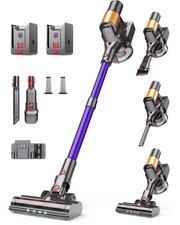Cordless Vacuum Cleaner, 2 Batteries 120 Mins Runtime, 600W 50KPA Stick Vacuu...