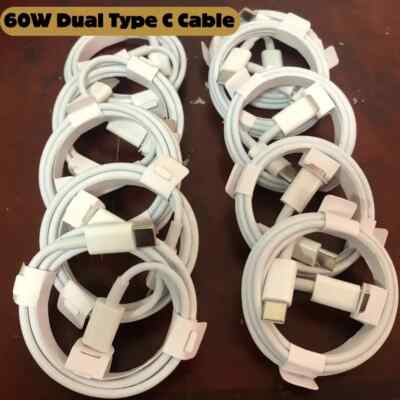 10X Lot 60W USB-C to USB-C Cable PD Fast Charger Cord 6Ft For Samsung Macbook