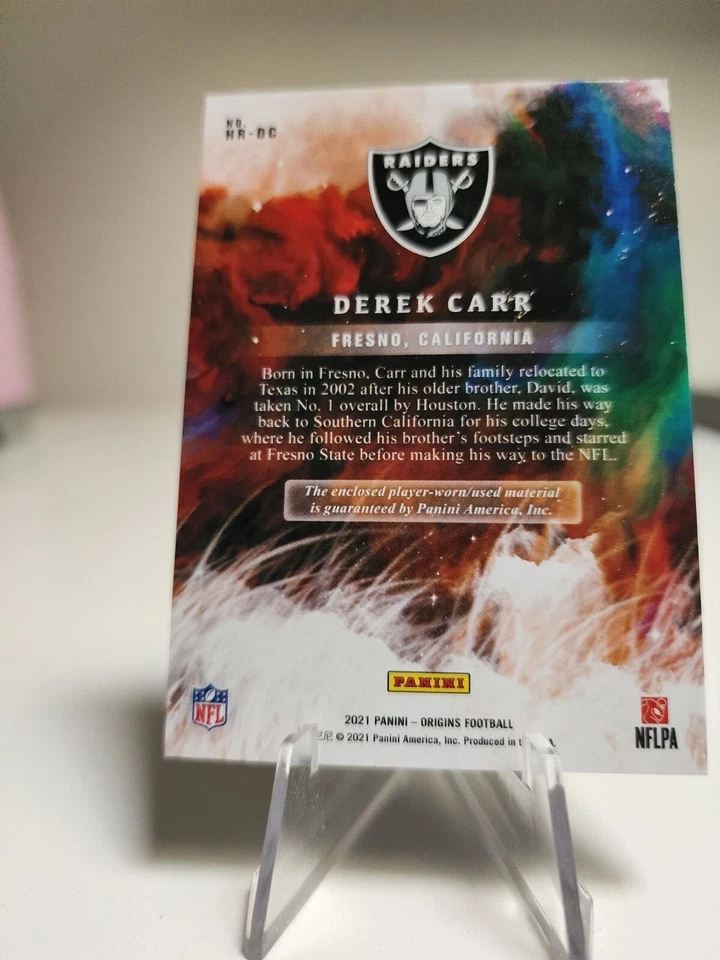 Derek Carr 1/1 Nike Swoosh Patch 2021 Hometown Origins Fresno Ca One of One - Imagem 2 de 2