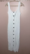 New 200 Enza Costa Military Ribbed Button Front Dress In White Medium