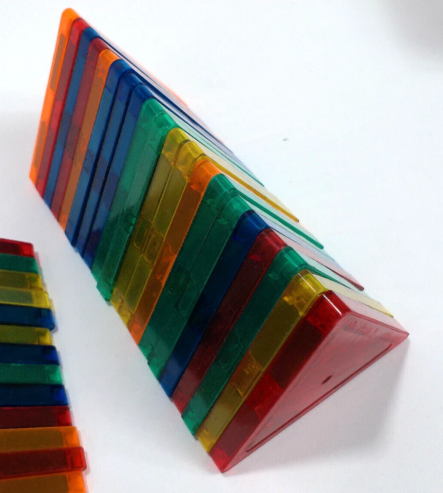 Lot of 57 Magformers Magnet Triangle Square Diamond Rombus Trapezoid w/ Cart - Image 4 of 4