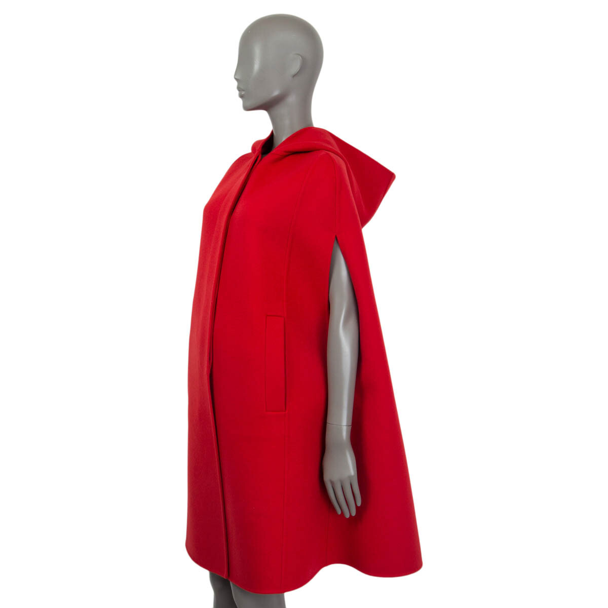65876 auth CHRISTIAN DIOR red wool 2021 DOUBLE FACE HOODED Cape Jacket 38 S image 2