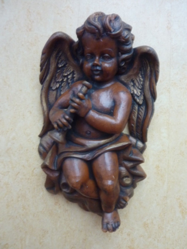 Großer Engel Wachs Wachsengel zum Aufhängen braun Vintage Höhe: 24 cm Handarbeit - Bild 1 von 12